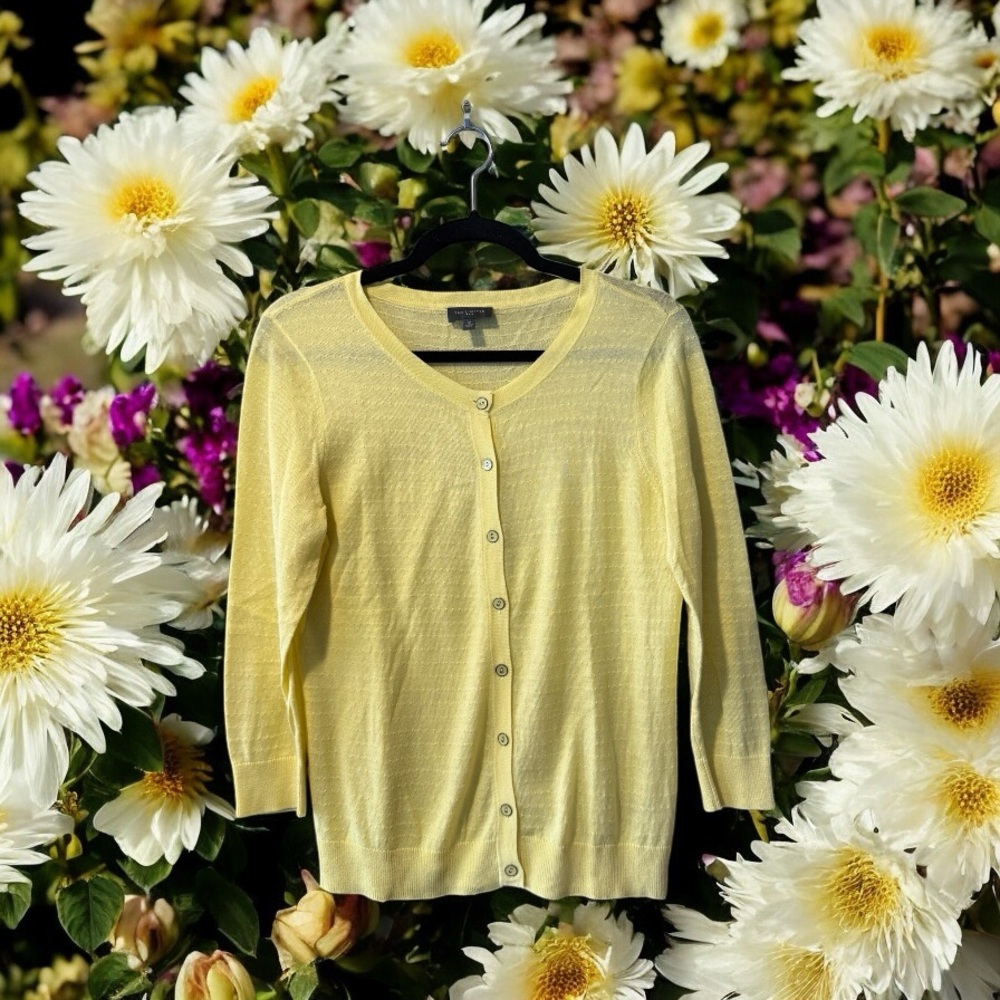 The Limited Yellow Cardigan Sweater with Raised Dots Texture
